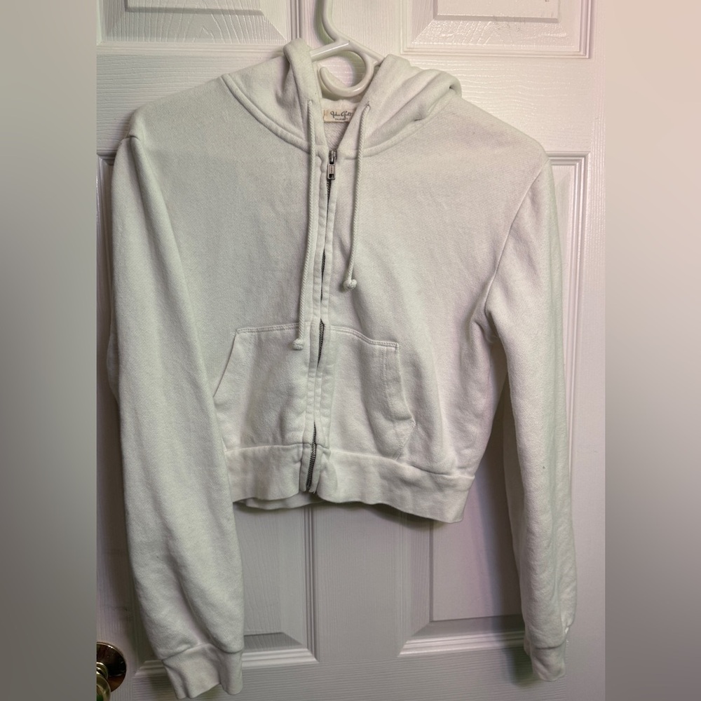 White Cropped Hoodie
